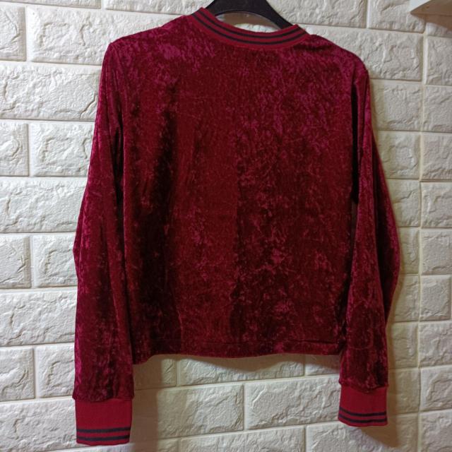 USED★クラッシュベロアのショート丈カットソー/ボルドー < 女性ファッション  USED★クラッシュベロアのショート丈カットソー/ボルドー < 女性ファッションの