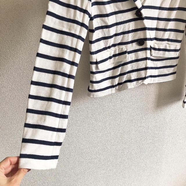 ◆TOMMY HILFIGER/トミーヒルフィガー◆スウェット生地ジャケット★ホワイト×ネイビーボーダーS*美品 < ブランド  ◆TOMMY HILFIGER/トミーヒルフィガー◆スウェット生地ジャケット★ホワイト×ネイビーボーダーS*美品 < ブランドの