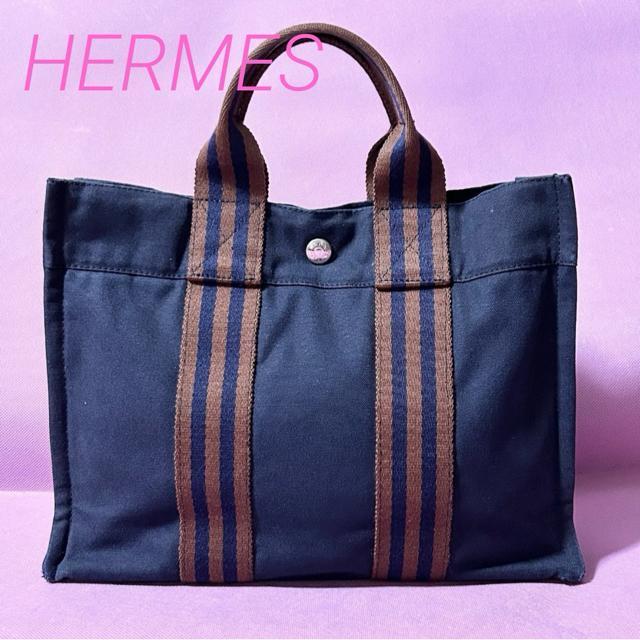 HERMES Fourre-Tout �G�����X PM �t�[���g�D �g�[�g�o�b�O �l�C�r�[ �u���E��  �� �u�����h�� 