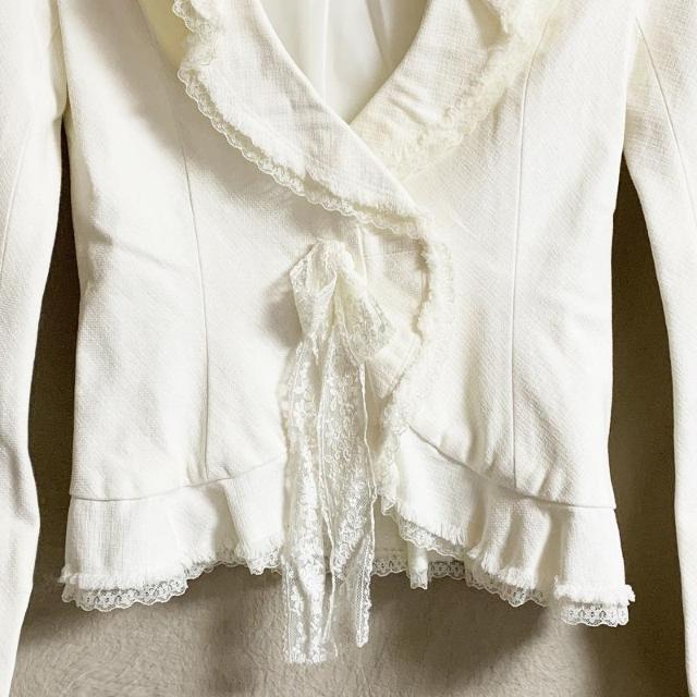 新品 キスミス Xmissフリル リボン レース ジャケット スカート スーツ 白 S < ブランド 新品 キスミス Xmissフリル リボン レース ジャケット スカート スーツ 白 S < ブランドの