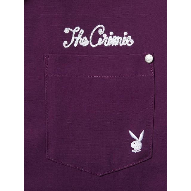 新品 THE CRIMIE クライミー × PLAYBOY プレーボーイ ベッドフォトプリント 開襟 半袖シャツ S 紫 レーヨン < ブランド  新品 THE CRIMIE クライミー × PLAYBOY プレーボーイ ベッドフォトプリント 開襟 半袖シャツ S 紫 レーヨン < ブランドの