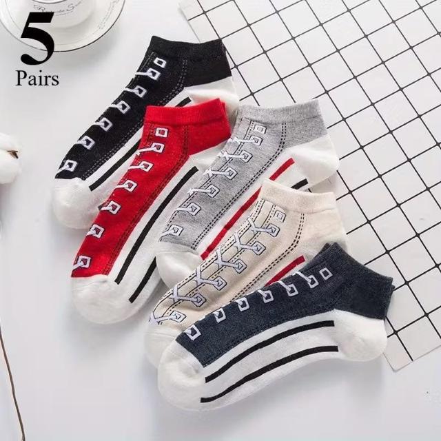 爆ヤス価格790円★5足組ユニセックスオールシーズンアンクルソックス - 通気性吸湿・滑り止め機能付きジオメトリックストライプ < 男性ファッション 爆ヤス価格790円★5足組ユニセックスオールシーズンアンクルソックス - 通気性吸湿・滑り止め機能付きジオメトリックストライプ < 男性ファッションの