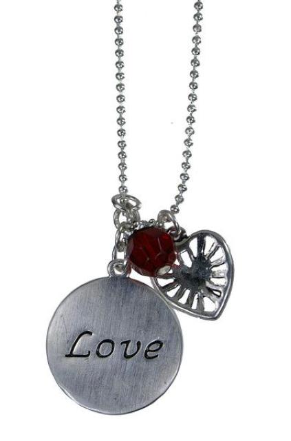 LOVEプレートネックレス ペンダント トップ メッセージ 可愛い モチーフ ハート ストーン レッド < 女性アクセサリー/時計  LOVEプレートネックレス ペンダント トップ メッセージ 可愛い モチーフ ハート ストーン レッド < 女性アクセサリー/時計の