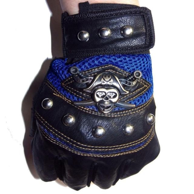 スカル ガイコツ 海賊 パイレーツ スタッズ フィンガーレス ハーフ グローブ レザーグローブ 半指 指無し 手袋 青色 ブルー < 男性ファッション  スカル ガイコツ 海賊 パイレーツ スタッズ フィンガーレス ハーフ グローブ レザーグローブ 半指 指無し 手袋 青色 ブルー  < 男性ファッションの