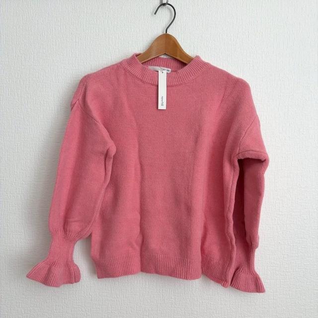 新品!!◆newNE/ニューネ◆ふんわり袖フリルニット★ピンクS*カジュアルコーデ♪ < 女性ファッション 新品!!◆newNE/ニューネ◆ふんわり袖フリルニット★ピンクS*カジュアルコーデ♪ < 女性ファッションの