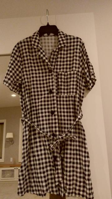 Berska白黒チェックチュニックベルト付きMサイズ < 女性ファッション  Berska白黒チェックチュニックベルト付きMサイズ  < 女性ファッションの