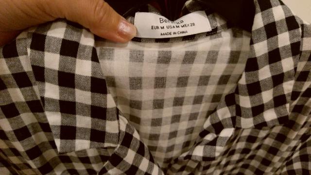 Berska白黒チェックチュニックベルト付きMサイズ < 女性ファッション  Berska白黒チェックチュニックベルト付きMサイズ < 女性ファッションの