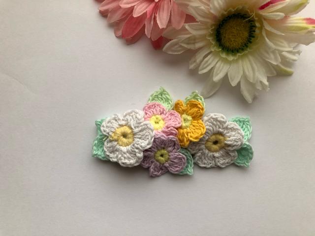 ハンドメイド バレッタ パステルお花いっぱい♪ ガーリー < 女性ファッション  ハンドメイド バレッタ パステルお花いっぱい♪ ガーリー  < 女性ファッションの