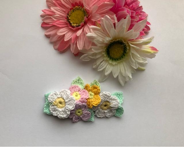 ハンドメイド バレッタ パステルお花いっぱい♪ ガーリー < 女性ファッション  ハンドメイド バレッタ パステルお花いっぱい♪ ガーリー < 女性ファッションの