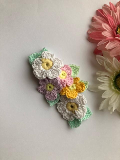 ハンドメイド バレッタ パステルお花いっぱい♪ ガーリー < 女性ファッション  ハンドメイド バレッタ パステルお花いっぱい♪ ガーリー < 女性ファッションの