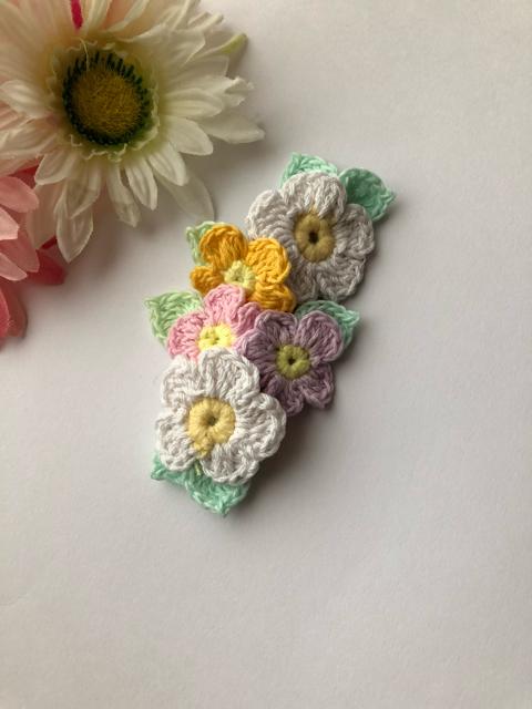 ハンドメイド バレッタ パステルお花いっぱい♪ ガーリー < 女性ファッション  ハンドメイド バレッタ パステルお花いっぱい♪ ガーリー < 女性ファッションの