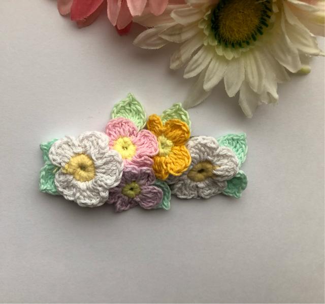 ハンドメイド バレッタ パステルお花いっぱい♪ ガーリー < 女性ファッション  ハンドメイド バレッタ パステルお花いっぱい♪ ガーリー < 女性ファッションの