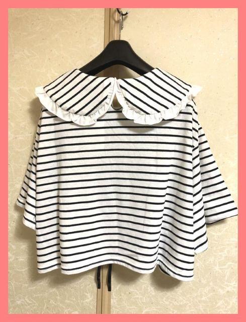 ☆新品☆二の腕カバー♪柔らか素材☆オーバーサイズ襟付きボーダーTシャツL☆ < 女性ファッション ☆新品☆二の腕カバー♪柔らか素材☆オーバーサイズ襟付きボーダーTシャツL☆ < 女性ファッションの