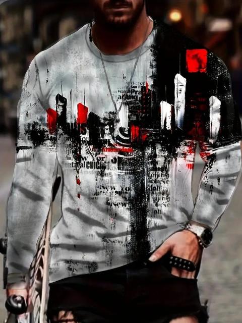 爆ヤス価格1890円★グラフィティスタイル 3Dプリントメンズカジュアル快適長袖 Tシャツ USAサイズS(日本サイズL) < 男性ファッション  爆ヤス価格1890円★グラフィティスタイル 3Dプリントメンズカジュアル快適長袖 Tシャツ USAサイズS(日本サイズL)  < 男性ファッションの