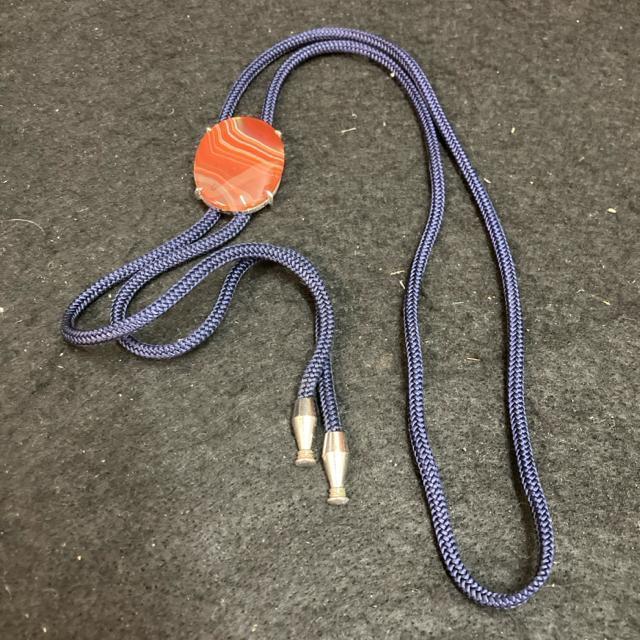 ループタイ 赤瑪瑙 オニキス ループタイ オレンジストライプ < 男性ファッション  ループタイ 赤瑪瑙 オニキス ループタイ オレンジストライプ < 男性ファッションの