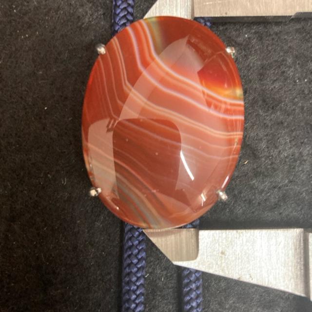 ループタイ 赤瑪瑙 オニキス ループタイ オレンジストライプ < 男性ファッション  ループタイ 赤瑪瑙 オニキス ループタイ オレンジストライプ < 男性ファッションの