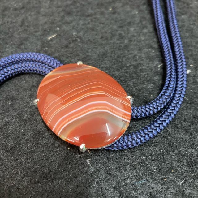 ループタイ 赤瑪瑙 オニキス ループタイ オレンジストライプ < 男性ファッション  ループタイ 赤瑪瑙 オニキス ループタイ オレンジストライプ < 男性ファッションの