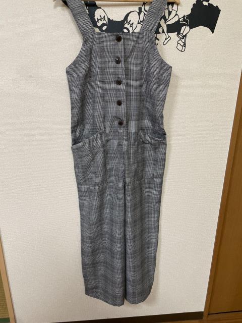 チェック柄 サロペット オーバーオール Lサイズ グレー系 ポリエステル 春夏秋 < 女性ファッション チェック柄 サロペット オーバーオール Lサイズ グレー系 ポリエステル 春夏秋 < 女性ファッションの