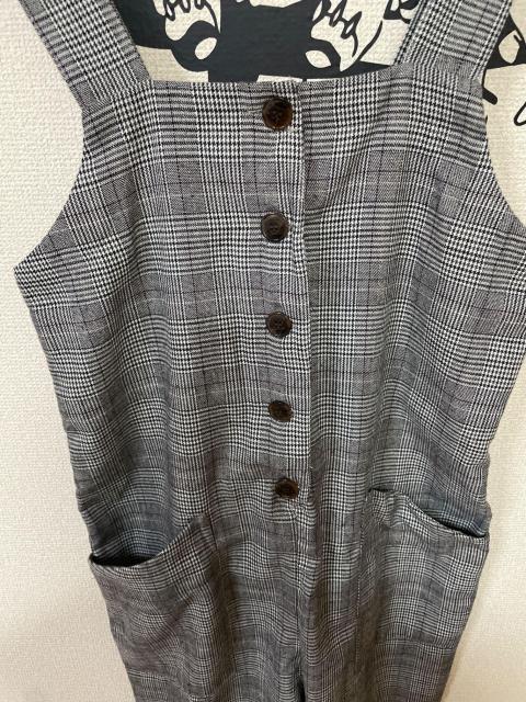 チェック柄 サロペット オーバーオール Lサイズ グレー系 ポリエステル 春夏秋 < 女性ファッション チェック柄 サロペット オーバーオール Lサイズ グレー系 ポリエステル 春夏秋 < 女性ファッションの