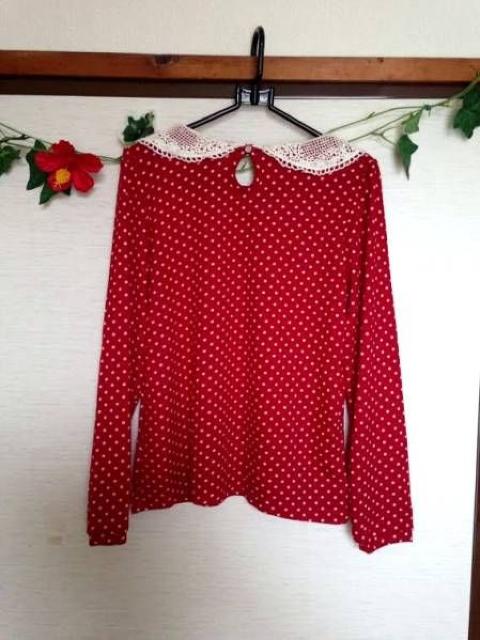 profil de medaille★レッド かぎ編み レース襟 ニット M < 女性ファッション  profil de medaille★レッド かぎ編み レース襟 ニット M < 女性ファッションの