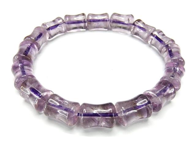 AA透明度良好アメジスト竹形約8mm天然石ブレスレット2月の誕生石 < 女性アクセサリー/時計  AA透明度良好アメジスト竹形約8mm天然石ブレスレット2月の誕生石  < 女性アクセサリー/時計の