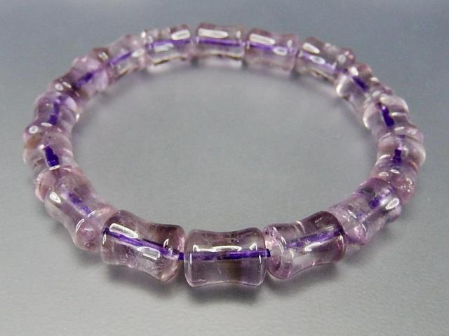 AA透明度良好アメジスト竹形約8mm天然石ブレスレット2月の誕生石 < 女性アクセサリー/時計  AA透明度良好アメジスト竹形約8mm天然石ブレスレット2月の誕生石 < 女性アクセサリー/時計の