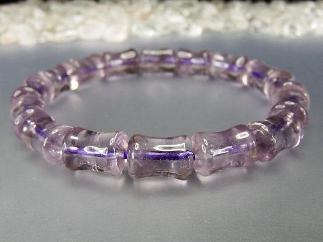 AA透明度良好アメジスト竹形約8mm天然石ブレスレット2月の誕生石 < 女性アクセサリー/時計  AA透明度良好アメジスト竹形約8mm天然石ブレスレット2月の誕生石 < 女性アクセサリー/時計の