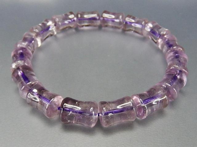 AA透明度良好アメジスト竹形約8mm天然石ブレスレット2月の誕生石 < 女性アクセサリー/時計  AA透明度良好アメジスト竹形約8mm天然石ブレスレット2月の誕生石 < 女性アクセサリー/時計の
