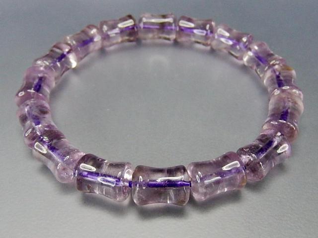 AA透明度良好アメジスト竹形約8mm天然石ブレスレット2月の誕生石 < 女性アクセサリー/時計  AA透明度良好アメジスト竹形約8mm天然石ブレスレット2月の誕生石 < 女性アクセサリー/時計の