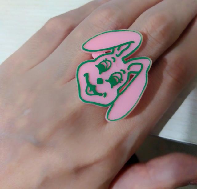 ウサギの顔 ピンク リング ラビット バニー うさぎ < ホビー  ウサギの顔 ピンク リング ラビット バニー うさぎ < ホビーの