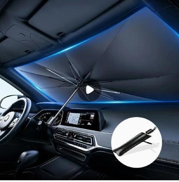 お試し価格990円★チタンシルバー ロールアップ カー サンシェード 携帯用 折りたたみ UVカット フロントウィンドウ用 < 自動車/バイク お試し価格990円★チタンシルバー ロールアップ カー サンシェード 携帯用 折りたたみ UVカット フロントウィンドウ用 < 自動車/バイク