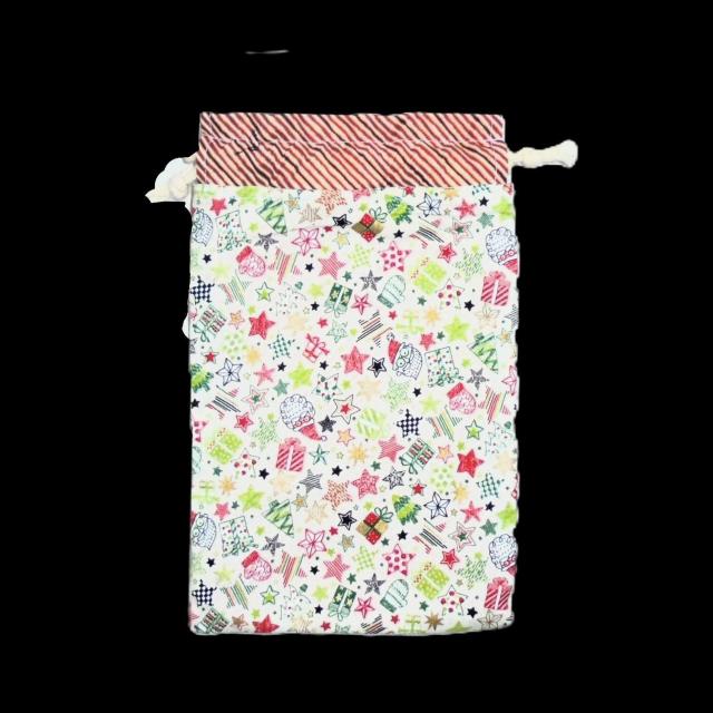 【マチなし巾着】◆Merry Christmas◆クリスマス◆サンタクロース・ミトン・プレゼント◆裏地あり巾着 < 女性ファッション 【マチなし巾着】◆Merry Christmas◆クリスマス◆サンタクロース・ミトン・プレゼント◆裏地あり巾着 < 女性ファッションの