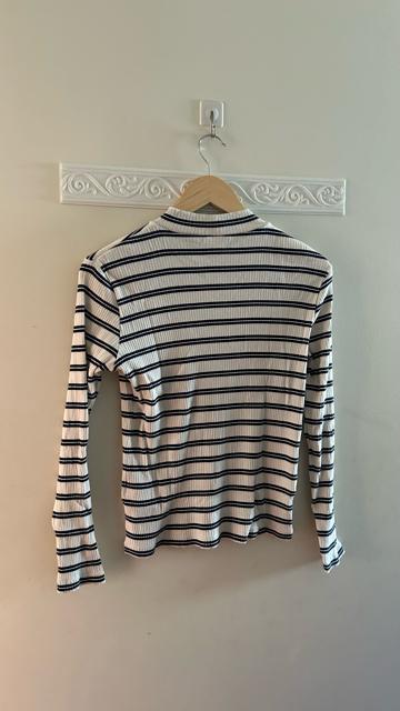 ユニクロ リブボーダーハイネックT 長袖Tシャツ 白 ホワイト L < ブランド ユニクロ リブボーダーハイネックT 長袖Tシャツ 白 ホワイト L < ブランドの