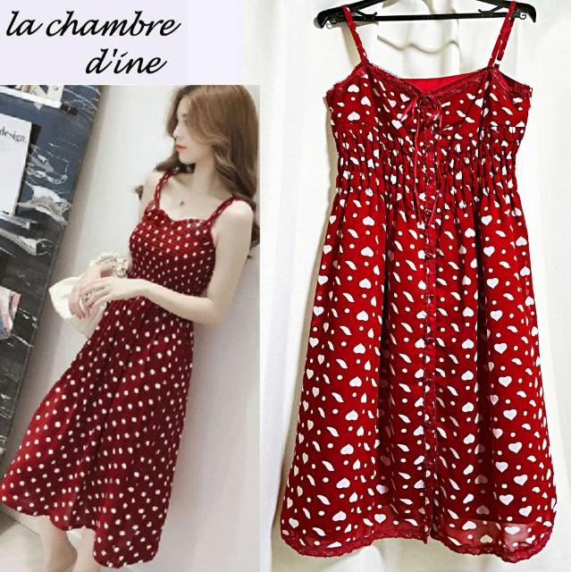 新品 ラシャンブルドインエ i.n.e ギャザー シフォン ワンピース 濃赤 M < ブランド 新品 ラシャンブルドインエ i.n.e ギャザー シフォン ワンピース 濃赤 M < ブランドの