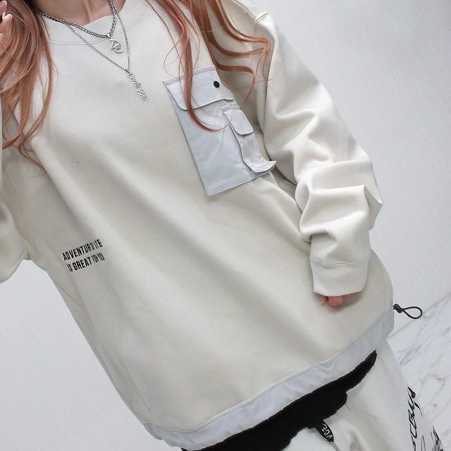 NEW最新iv/M/異素材BIGポケット裾レイヤード/ストリート/トレーナー < 男性ファッション  NEW最新iv/M/異素材BIGポケット裾レイヤード/ストリート/トレーナー < 男性ファッションの