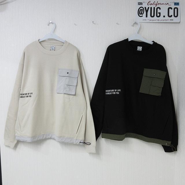 NEW最新iv/M/異素材BIGポケット裾レイヤード/ストリート/トレーナー < 男性ファッション  NEW最新iv/M/異素材BIGポケット裾レイヤード/ストリート/トレーナー < 男性ファッションの