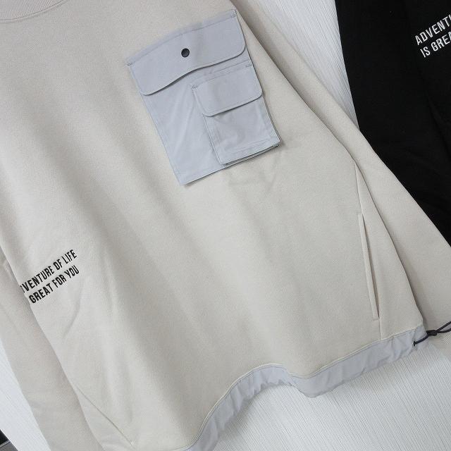 NEW最新iv/M/異素材BIGポケット裾レイヤード/ストリート/トレーナー < 男性ファッション  NEW最新iv/M/異素材BIGポケット裾レイヤード/ストリート/トレーナー < 男性ファッションの