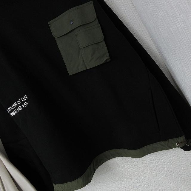 NEW最新iv/M/異素材BIGポケット裾レイヤード/ストリート/トレーナー < 男性ファッション  NEW最新iv/M/異素材BIGポケット裾レイヤード/ストリート/トレーナー < 男性ファッションの