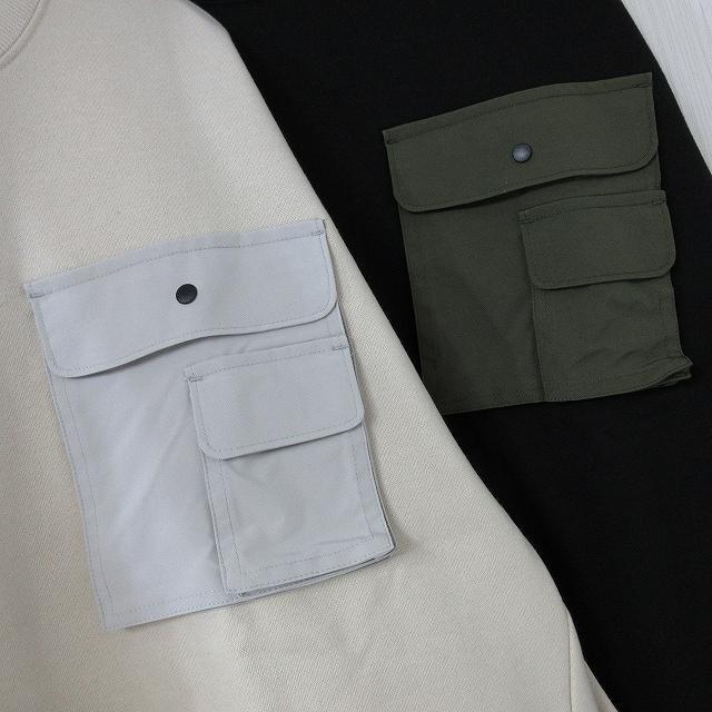 NEW最新iv/M/異素材BIGポケット裾レイヤード/ストリート/トレーナー < 男性ファッション  NEW最新iv/M/異素材BIGポケット裾レイヤード/ストリート/トレーナー < 男性ファッションの