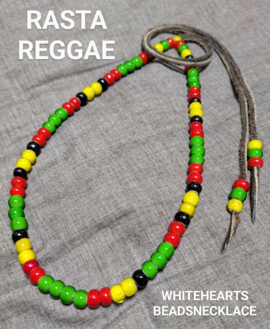 ラスタカラー★レゲエ★ビーズネックレス★ホワイトハーツビーズ★鹿革紐★新品未着用★送料無料★クーポン★男女兼用 < 男性アクセサリー/時計 ラスタカラー★レゲエ★ビーズネックレス★ホワイトハーツビーズ★鹿革紐★新品未着用★送料無料★クーポン★男女兼用 < 男性アクセサリー/時計の