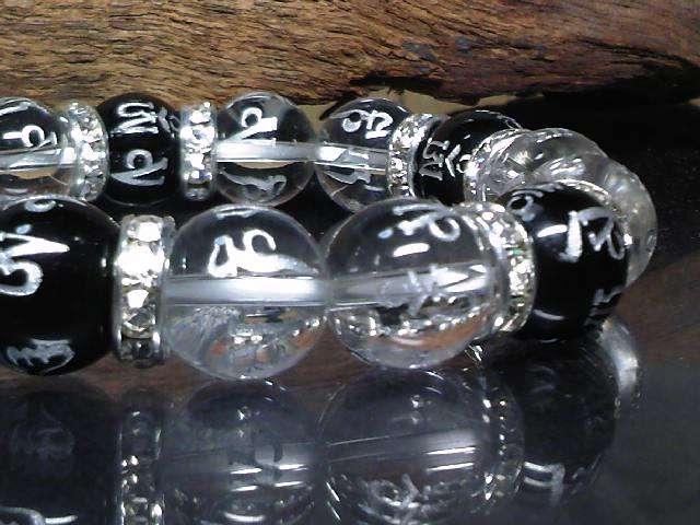 銀彫六字真言梵字オニキス水晶12ミリ数珠 < 男性アクセサリー/時計  銀彫六字真言梵字オニキス水晶12ミリ数珠 < 男性アクセサリー/時計の