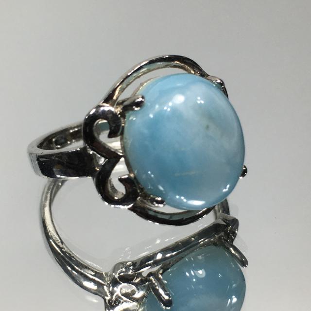 《No.R122》ドミニカ共和国 天然石ラリマー フリーサイズring < 女性アクセサリー/時計  《No.R122》ドミニカ共和国 天然石ラリマー フリーサイズring  < 女性アクセサリー/時計の