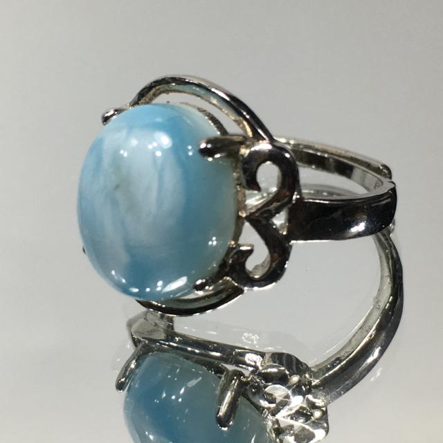 《No.R122》ドミニカ共和国 天然石ラリマー フリーサイズring < 女性アクセサリー/時計  《No.R122》ドミニカ共和国 天然石ラリマー フリーサイズring < 女性アクセサリー/時計の