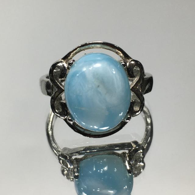 《No.R122》ドミニカ共和国 天然石ラリマー フリーサイズring < 女性アクセサリー/時計  《No.R122》ドミニカ共和国 天然石ラリマー フリーサイズring < 女性アクセサリー/時計の