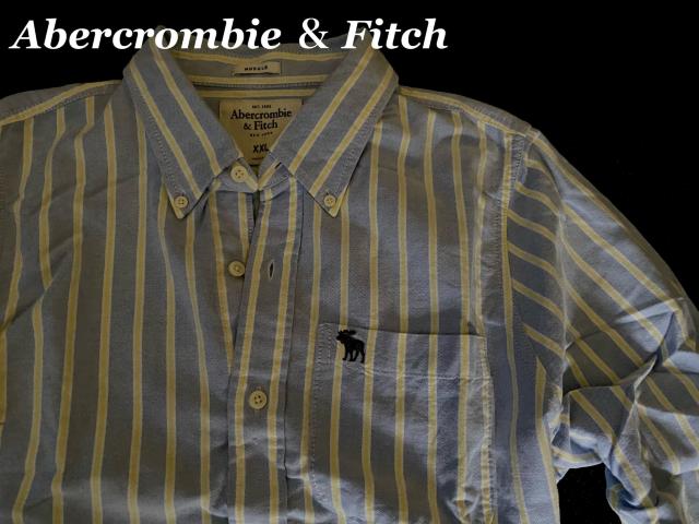 【Abercrombie&Fitch】アバクロ Vintage Washed ボタンダウンシャツ ストライプ柄 XXL/Blue < ブランド  【Abercrombie&Fitch】アバクロ Vintage Washed ボタンダウンシャツ ストライプ柄 XXL/Blue < ブランドの