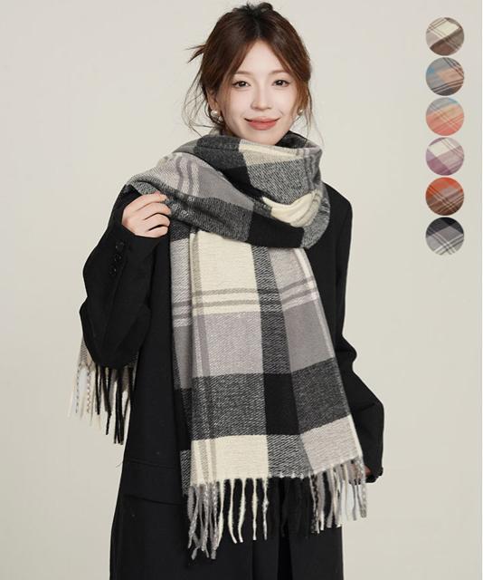 送料無料 新品 チェック柄マフラー 大判 ストール < 女性ファッション  送料無料 新品 チェック柄マフラー 大判 ストール  < 女性ファッションの