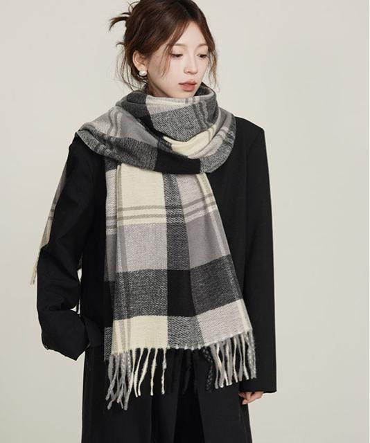 送料無料 新品 チェック柄マフラー 大判 ストール < 女性ファッション  送料無料 新品 チェック柄マフラー 大判 ストール < 女性ファッションの