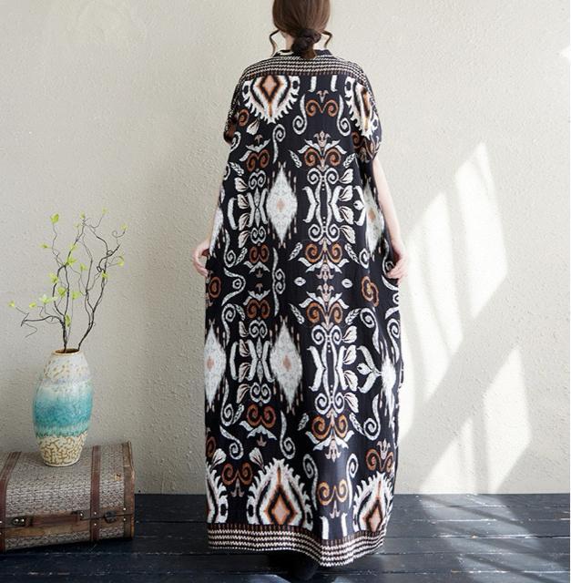 マキシ丈ワンピース Vネック エスニック柄 ロング丈 大きいサイズ < 女性ファッション マキシ丈ワンピース Vネック エスニック柄 ロング丈 大きいサイズ < 女性ファッションの
