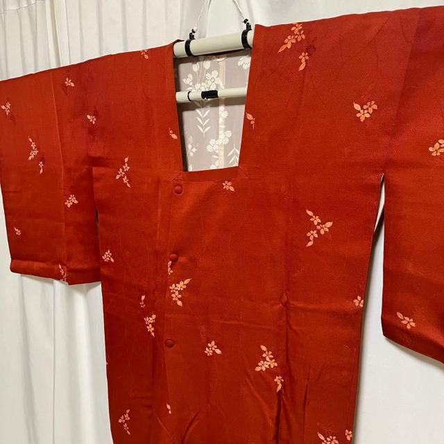 道行コート 正絹 赤系 茶系 花柄 着用可 リメイクにも < 女性ファッション 道行コート 正絹 赤系 茶系 花柄 着用可 リメイクにも < 女性ファッションの