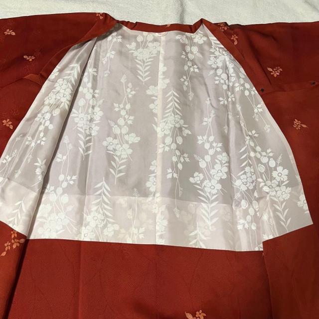 道行コート 正絹 赤系 茶系 花柄 着用可 リメイクにも < 女性ファッション 道行コート 正絹 赤系 茶系 花柄 着用可 リメイクにも < 女性ファッションの